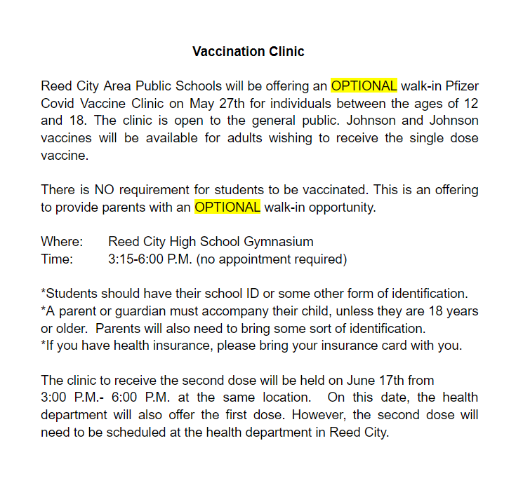 Vaccine Clinic Info