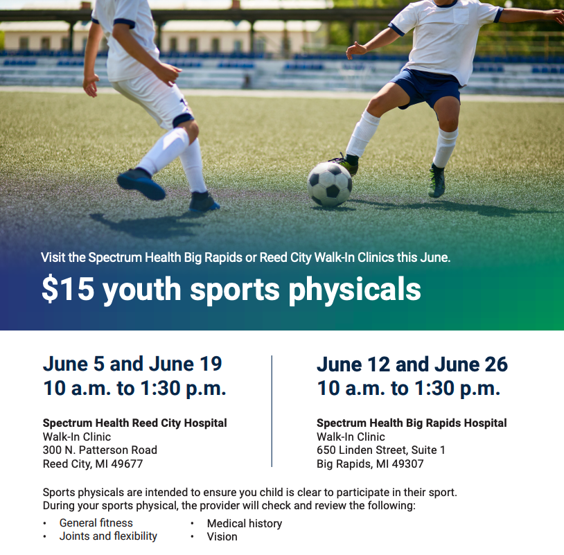 Youth Sports Physicals 2021-2022 | Reed City Area Public Schools