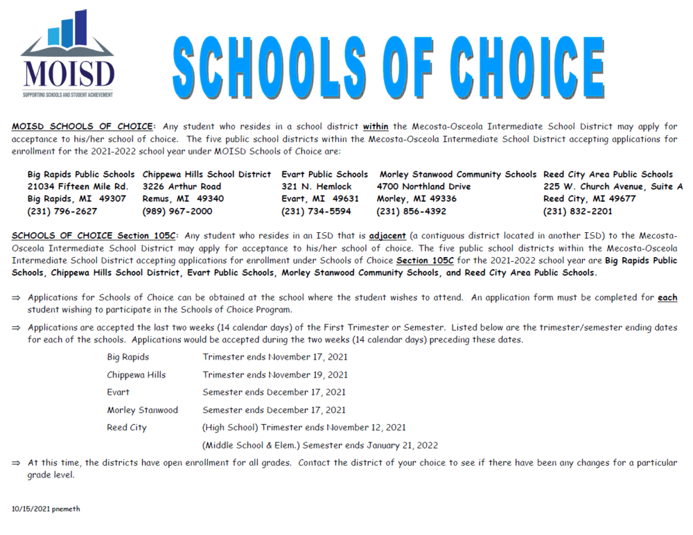 School of Choice MOISD AD