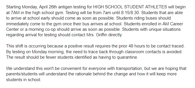 Athletics Antigen Testing